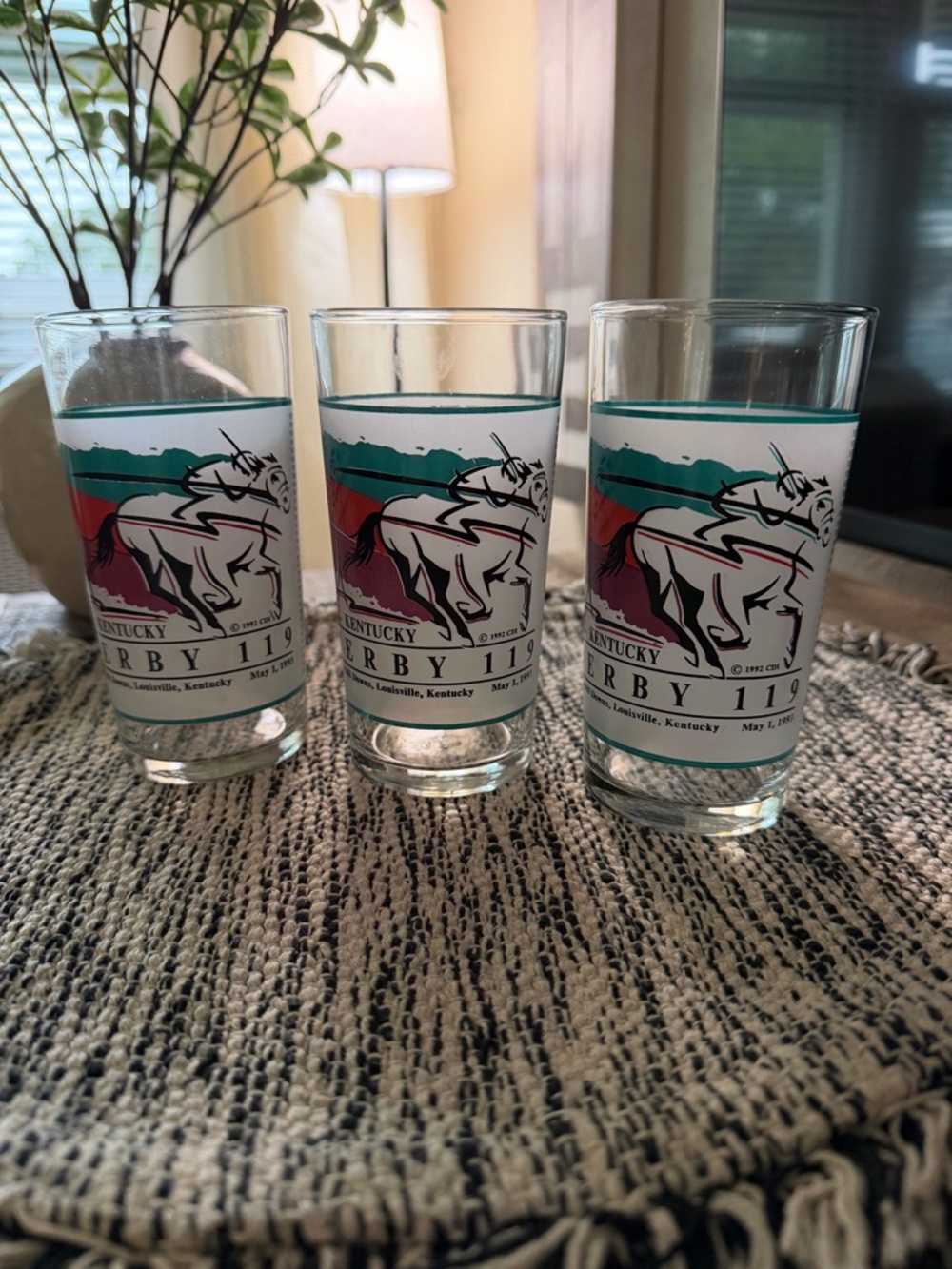 Kentucky Derby 1993 vintage glasses set of 3